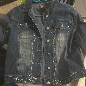 Neeso vintage blue Jean Jacket - size 2xl jeweled